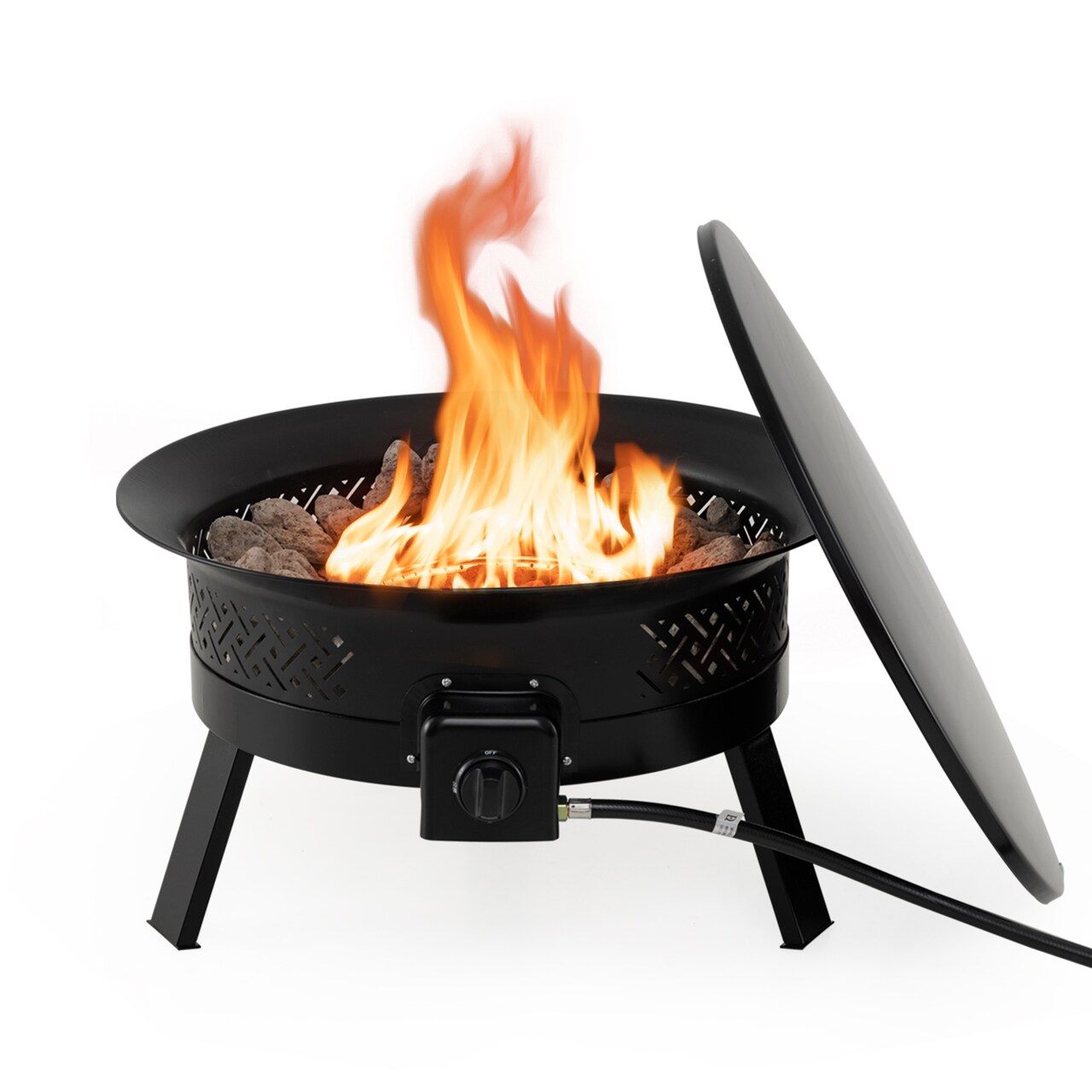 Portable 24.5-Inch Propane Fire Pit Folding Legs with Easy Carry Strap